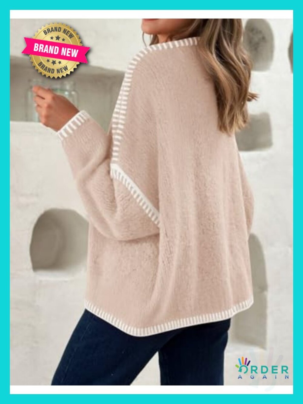 Womens Long Sleeve Tie Front Bow Cardigan Sweater Loose Knit Fall Winter - Picture 2 of 6